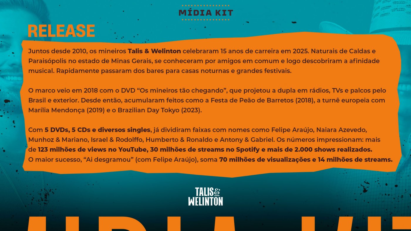 Release do material de Talis e Welinton.