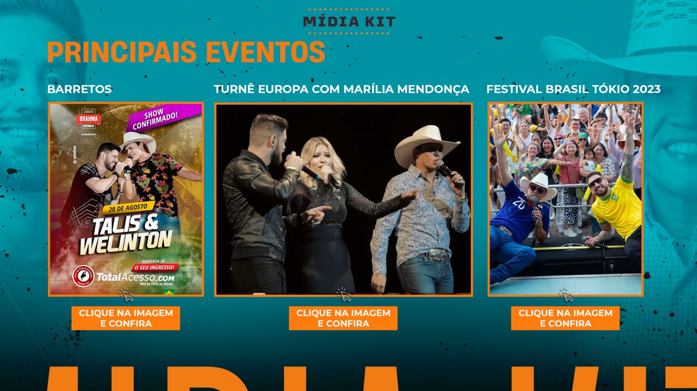 Principais eventos de Talis e Welinton: Barretos, Europa e Tóquio.