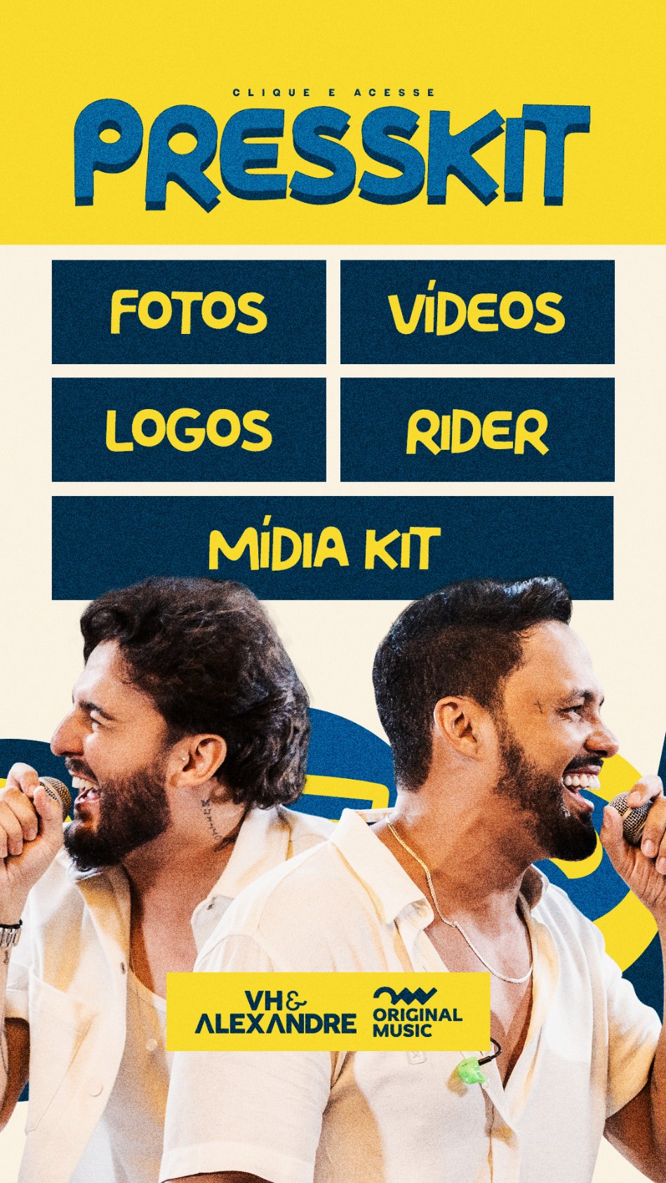 Presskit de VH & Alexandre dentro do site da AMBG.